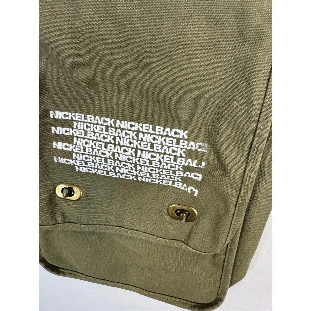Nickelback Band Merchandise Messenger Bag Olive Green Canvas Crossbody Utility